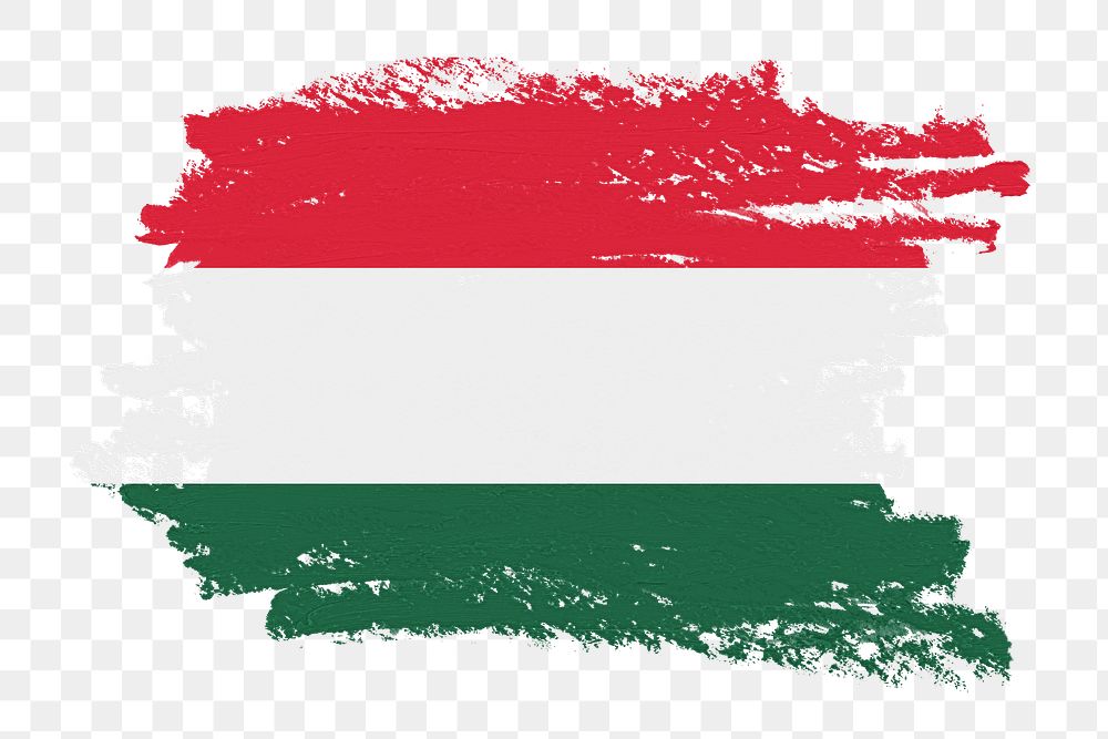 Flag of Hungary png sticker, paint stroke design, transparent background