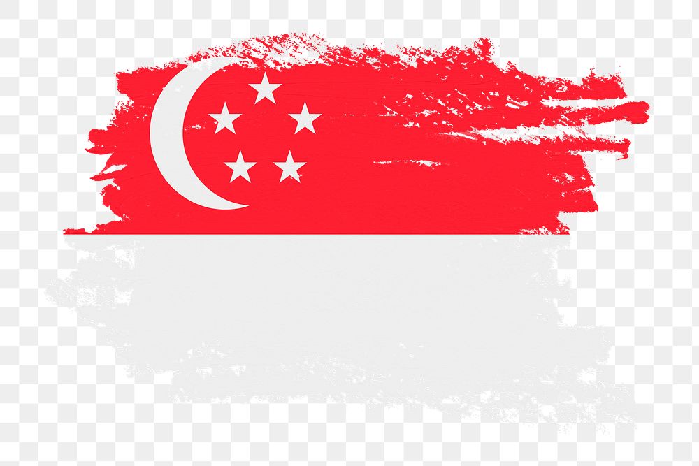 Flag of Singapore png sticker, paint stroke design, transparent background