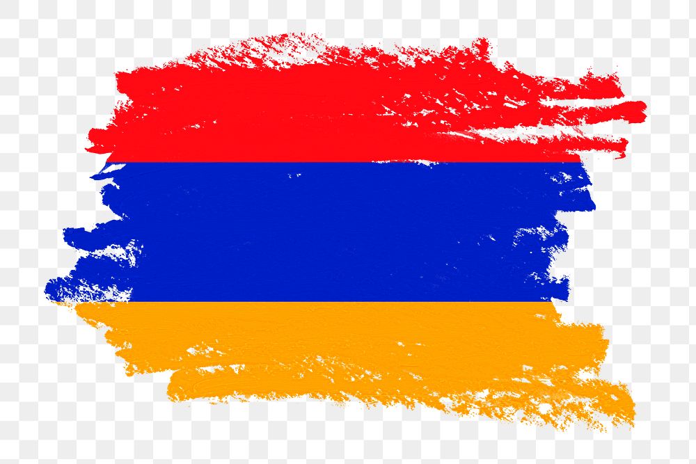 Flag of Armenia png sticker, paint stroke design, transparent background