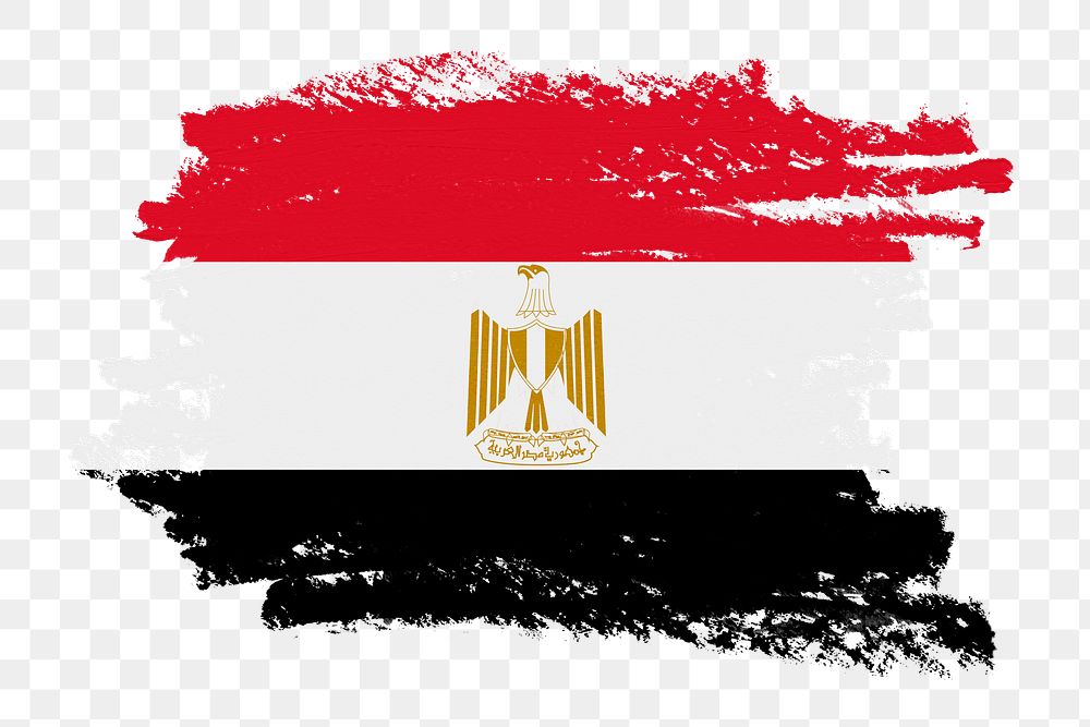 Flag of Egypt png sticker, paint stroke design, transparent background