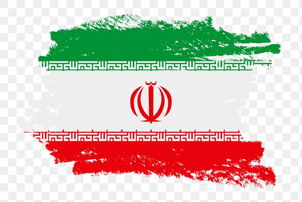 Flag of Iran png sticker, paint stroke design, transparent background
