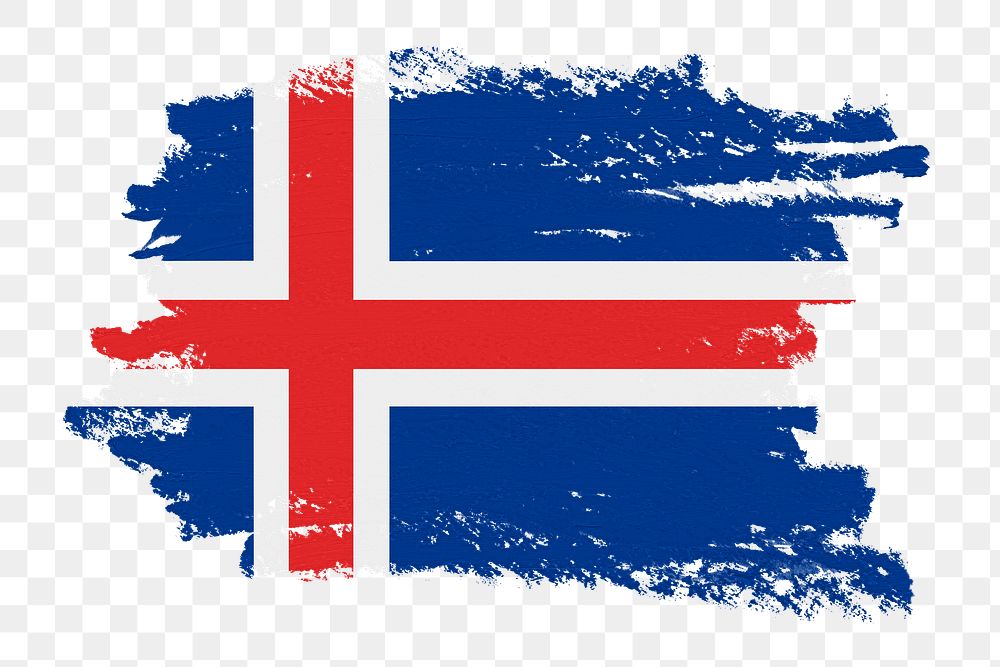 Flag of Iceland png sticker, paint stroke design, transparent background