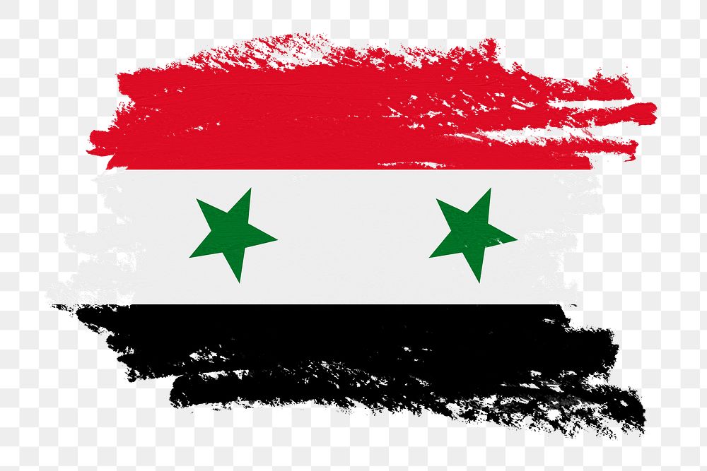 Flag of Syria png sticker, paint stroke design, transparent background