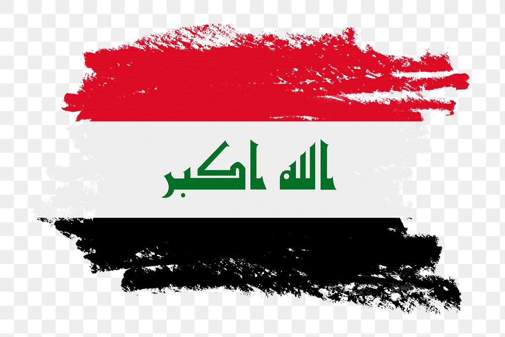 Iraq flag png sticker, paint stroke design, transparent background