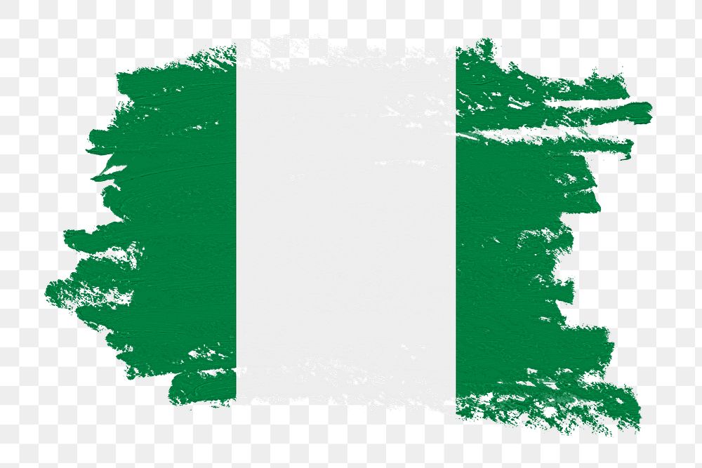 Flag of Nigeria png sticker, paint stroke design, transparent background