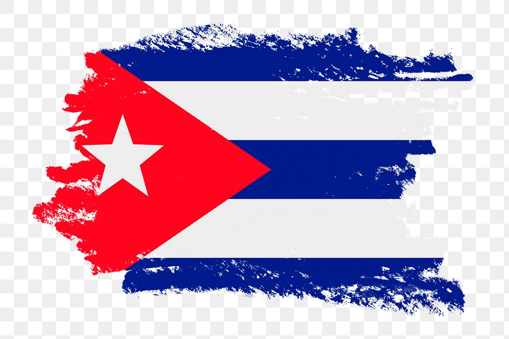 Flag of Cuba png sticker, paint stroke design, transparent background