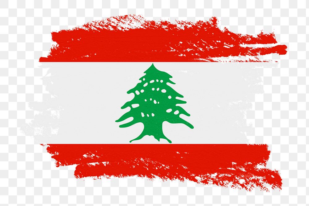 Flag of Lebanon png sticker, paint stroke design, transparent background