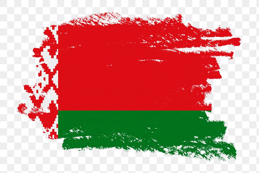 Belarusian flag png sticker, paint stroke design, transparent background