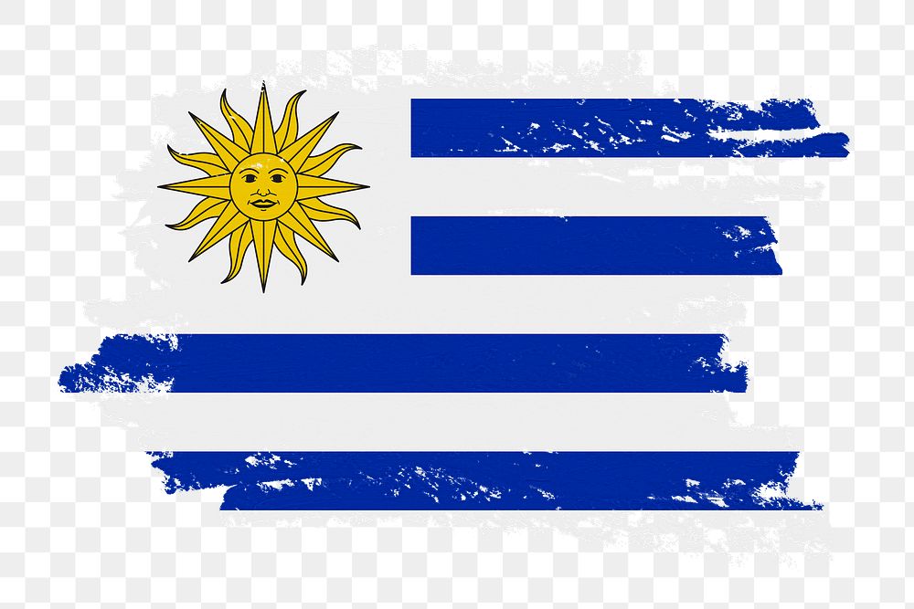 Flag of Uruguay png sticker, paint stroke design, transparent background