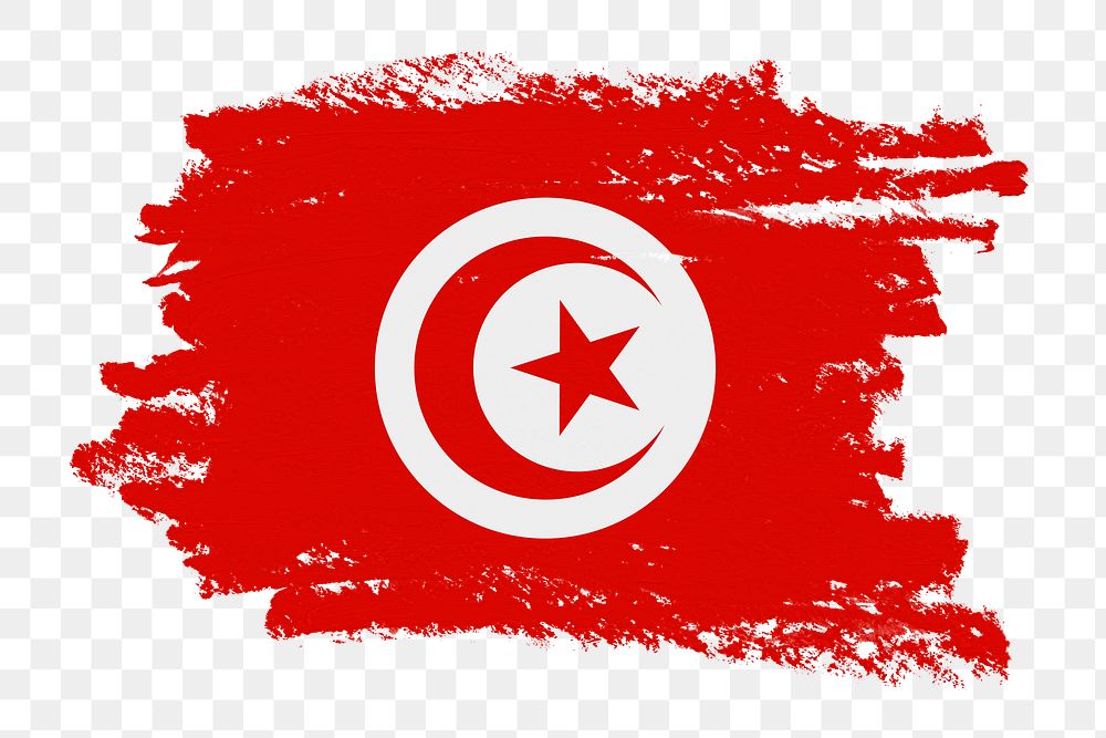Flag of Tunisia png sticker, paint stroke design, transparent background