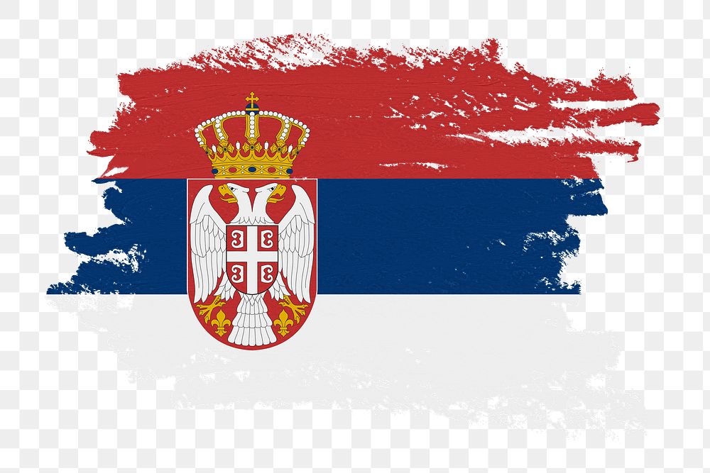 Flag of Serbia png sticker, paint stroke design, transparent background