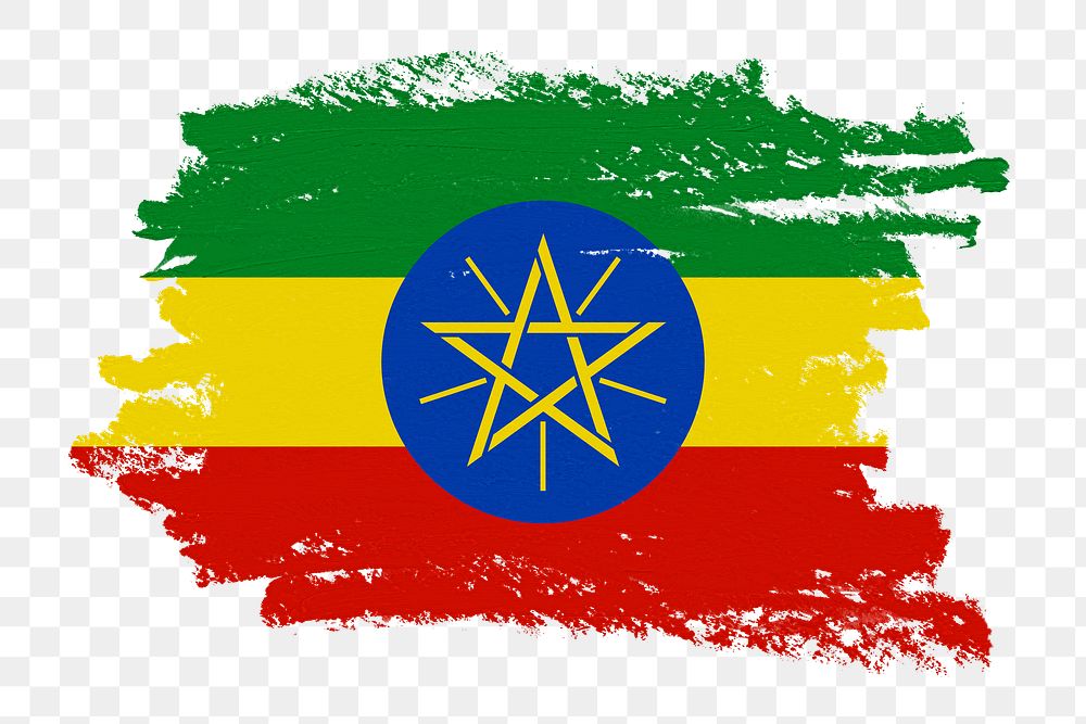 Flag of Ethiopia png sticker, paint stroke design, transparent background