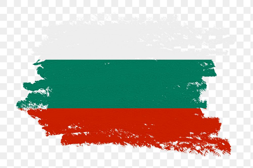 Flag of Bulgaria png sticker, paint stroke design, transparent background