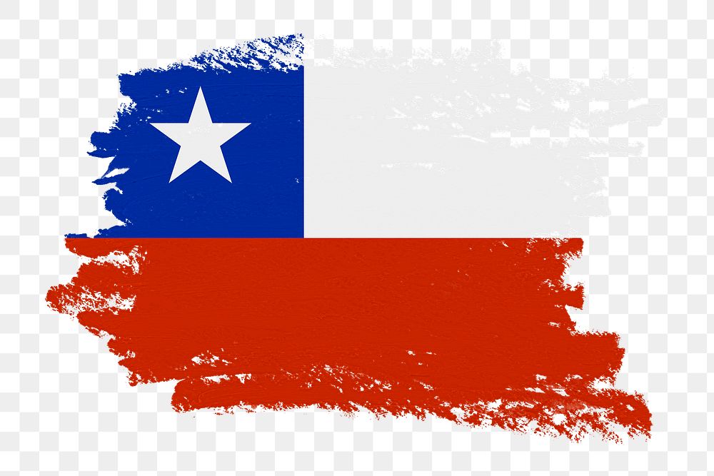 Flag of Chile png sticker, paint stroke design, transparent background