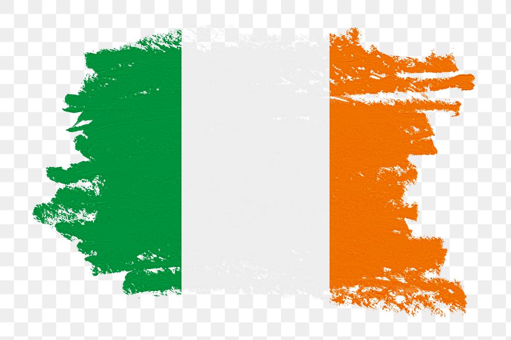 Flag of Ireland png sticker, paint stroke design, transparent background