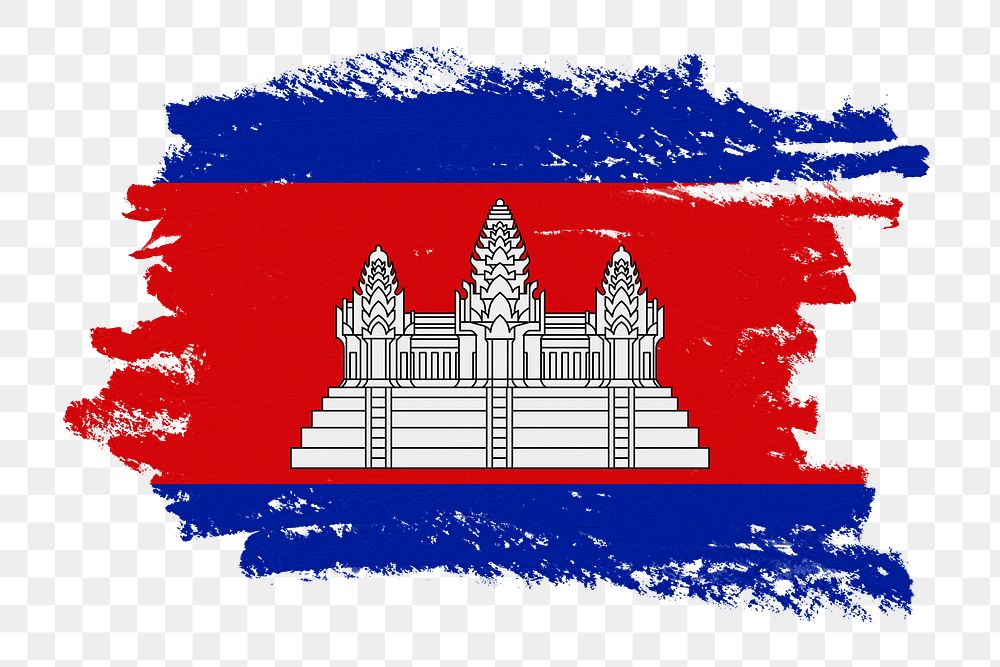Flag of Cambodia png sticker, paint stroke design, transparent background