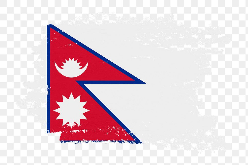 Flag of Nepal png sticker, paint stroke design, transparent background