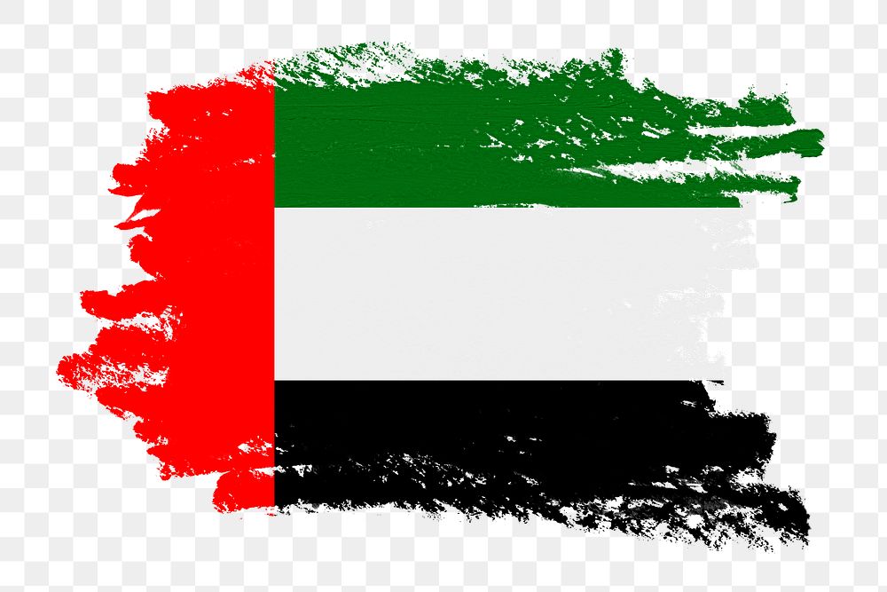 Flag of UAE png sticker, paint stroke design, transparent background