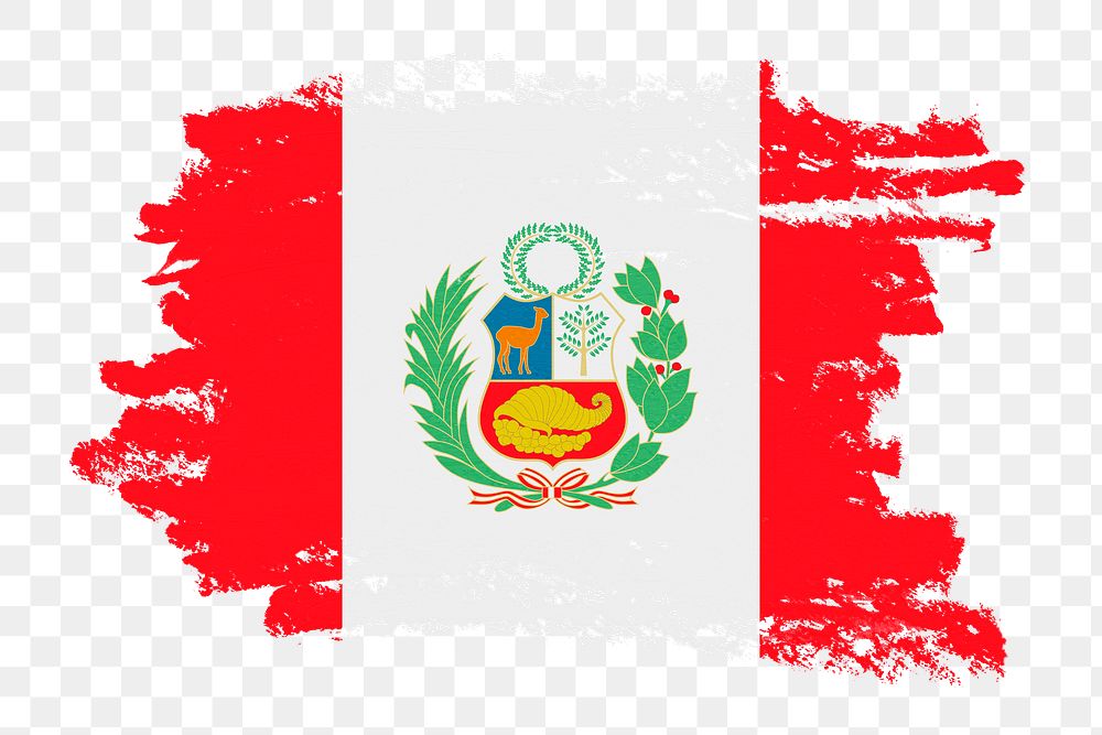 Flag of Peru png sticker, paint stroke design, transparent background