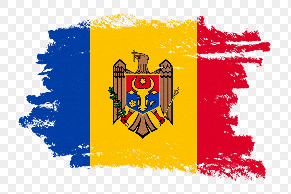 Moldovan flag png sticker, paint stroke design, transparent background