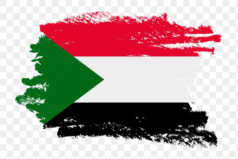 Sudan flag png sticker, paint stroke design, transparent background