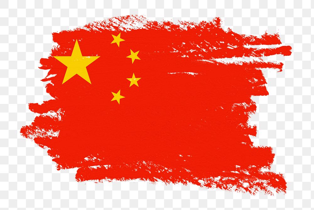 China flag png sticker, paint stroke design, transparent background