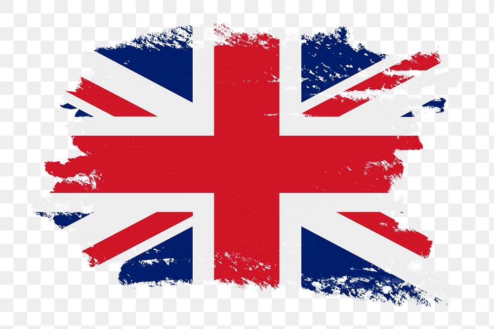 UK flag png sticker, paint stroke design, transparent background