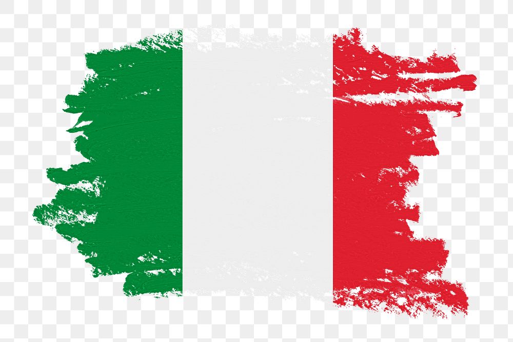 Italian flag png sticker, paint stroke design, transparent background