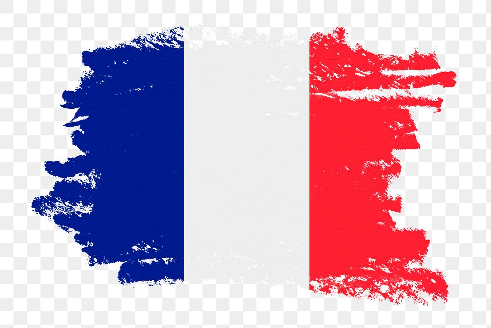 Flag of France png sticker, paint stroke design, transparent background
