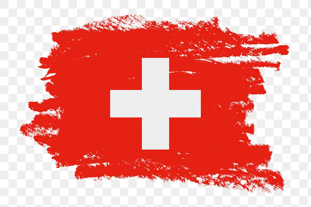 Flag of Switzerland png sticker, paint stroke design, transparent background