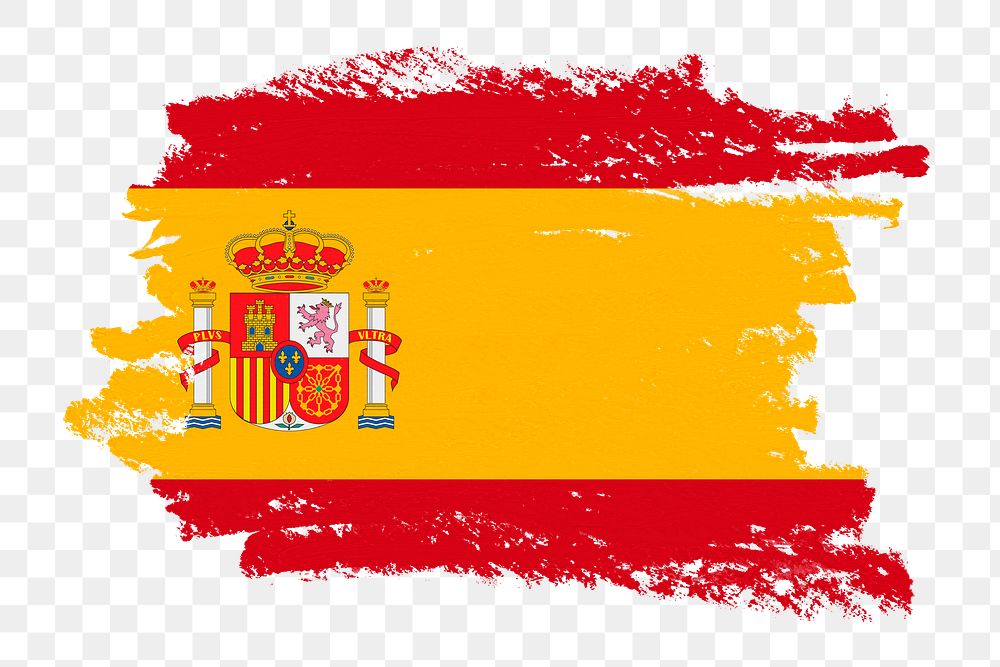 Flag of Spain png sticker, paint stroke design, transparent background