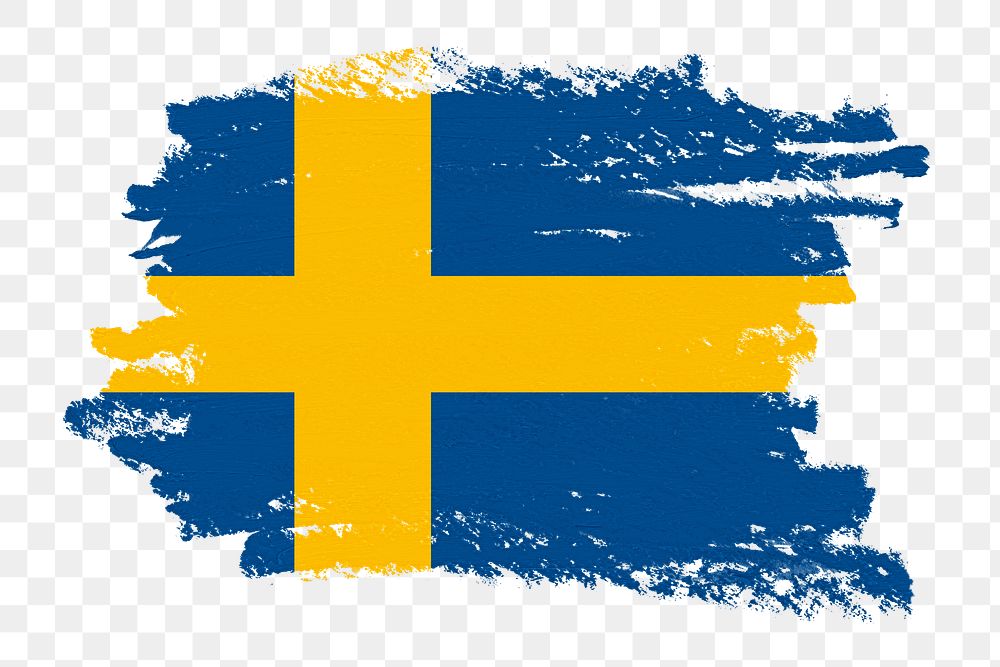 Flag of Sweden png sticker, paint stroke design, transparent background