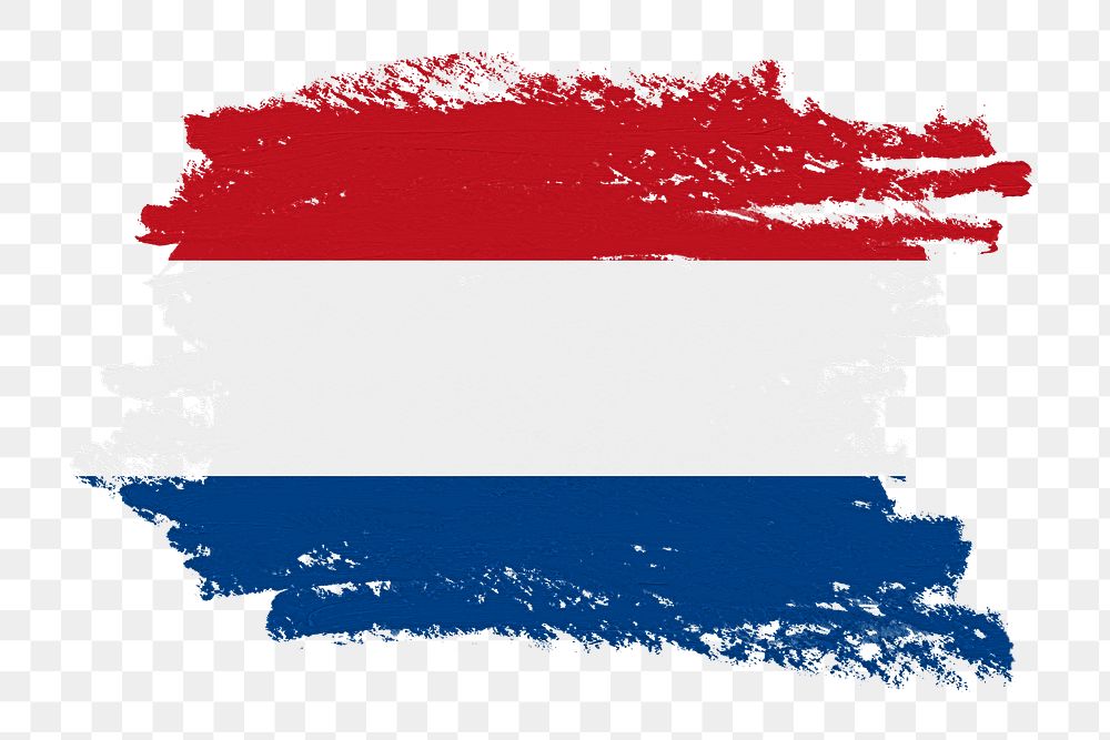 Dutch flag png sticker, paint stroke design, transparent background