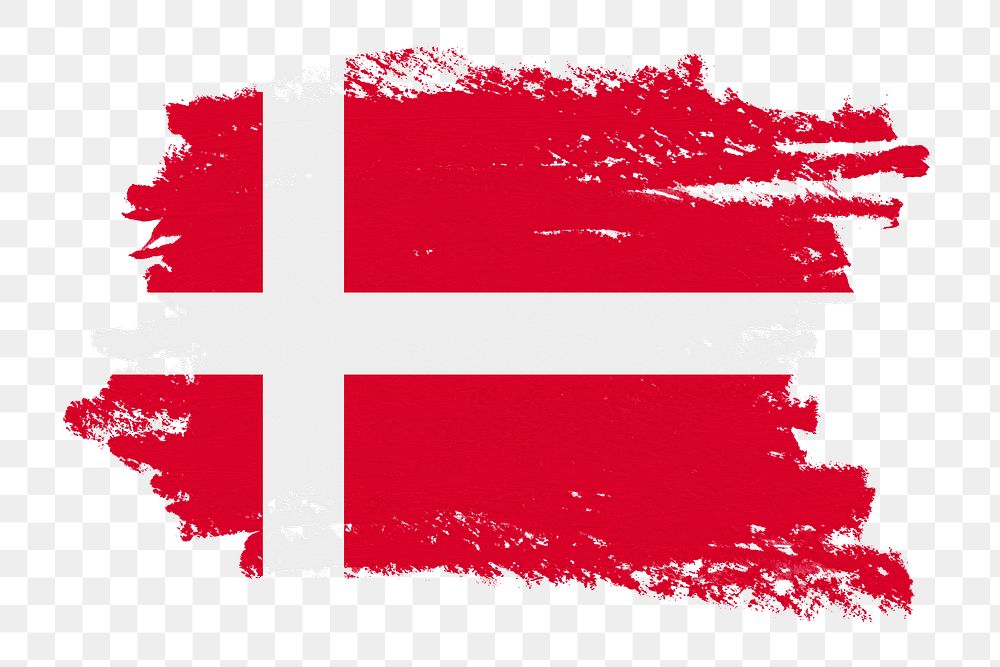 Flag of Denmark png sticker, paint stroke design, transparent background