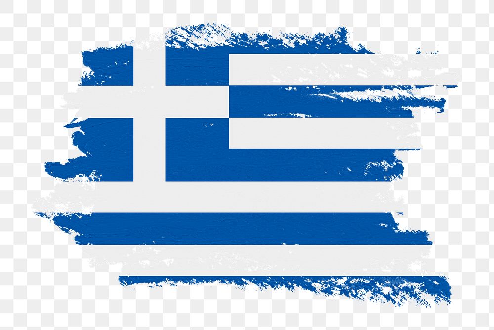 Flag of Greece png sticker, paint stroke design, transparent background