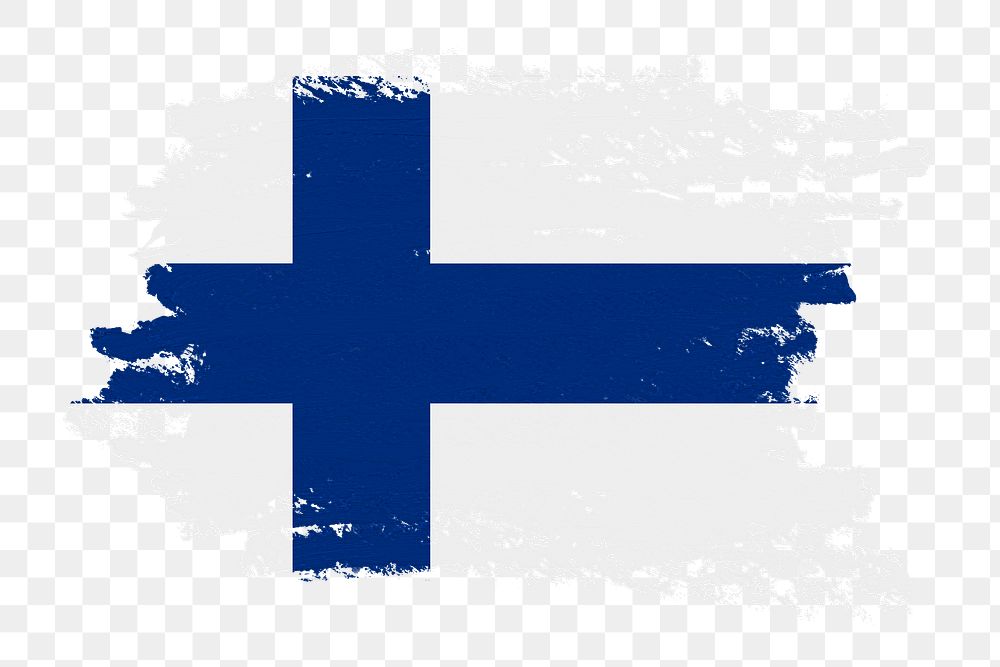 Flag of Finland png sticker, paint stroke design, transparent background