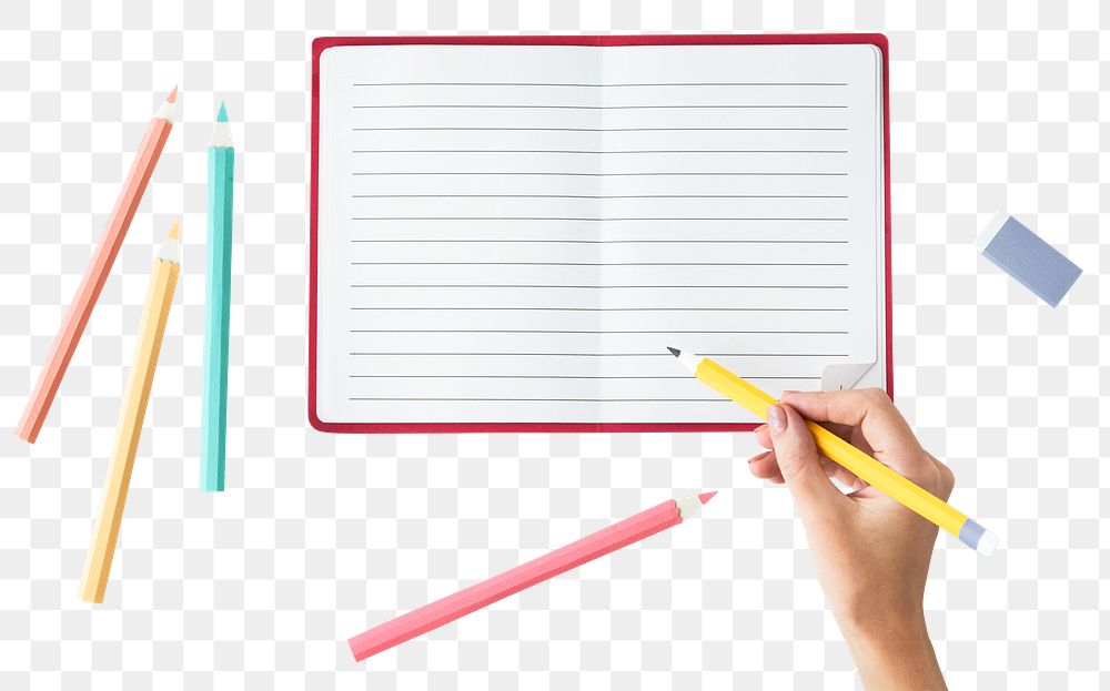 Lined notebook png cute sticker, transparent background