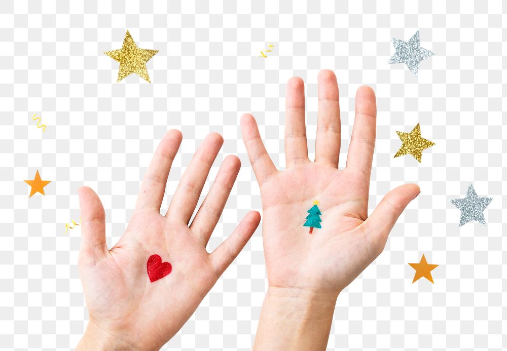 Christmas hands png cute transparent background