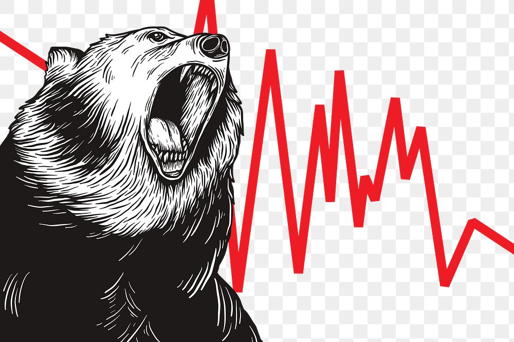 Bear markets png sticker, transparent background