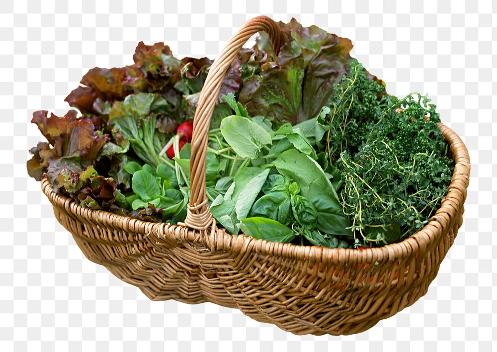 Vegetable basket png sticker, organic food ingredient image, transparent background