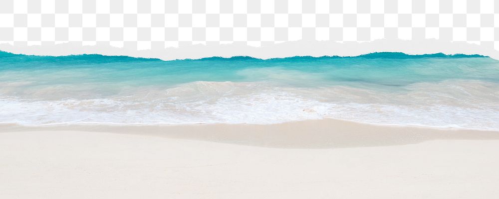 Beach shoreline png border, torn paper design, transparent background