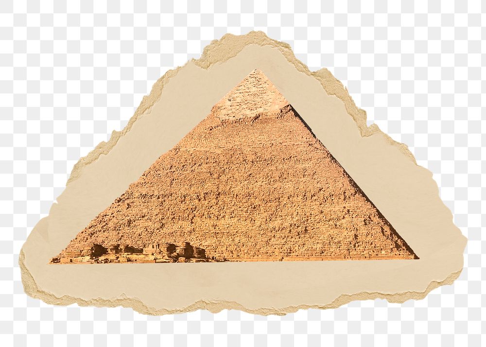 Egyptian pyramid png sticker, ripped paper, transparent background