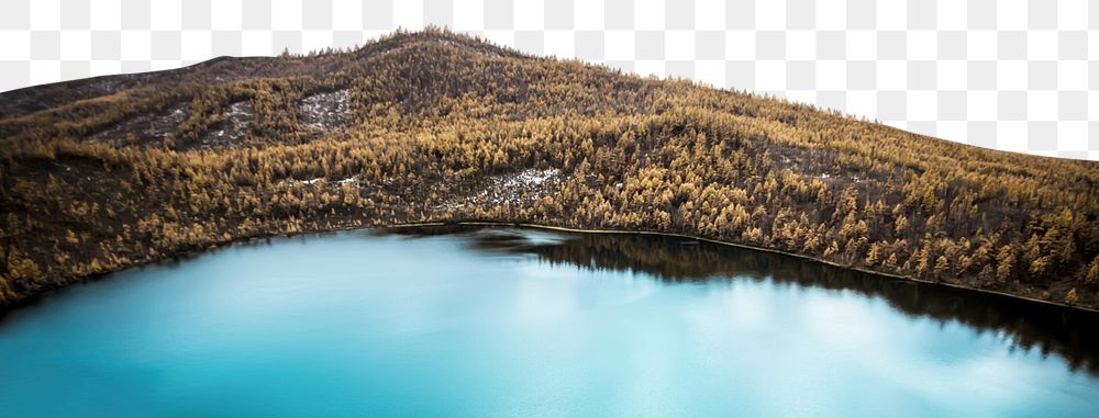 Beautiful lake png border, nature landscape, transparent background