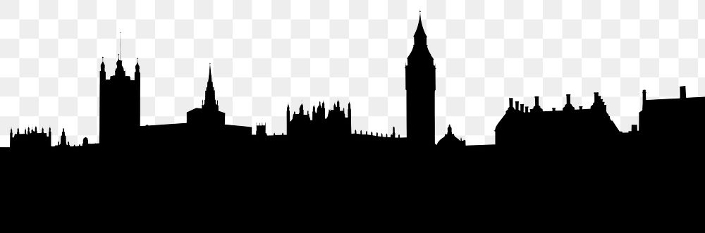 London silhouette png border, transparent background