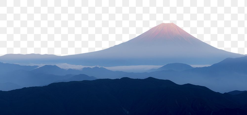 Mount Fuji view png border, transparent background