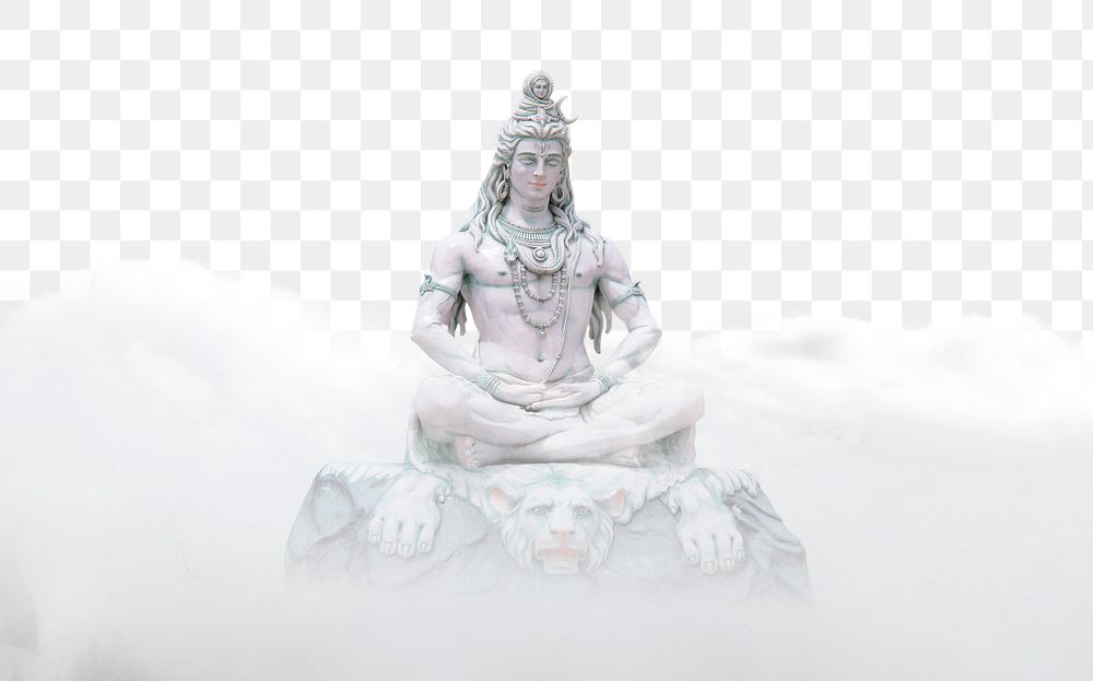 Lord Shiva png statue sticker, transparent background