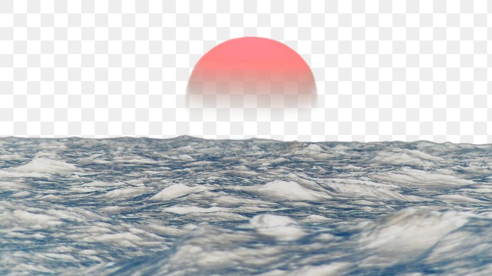 Ocean sunset png border, transparent background