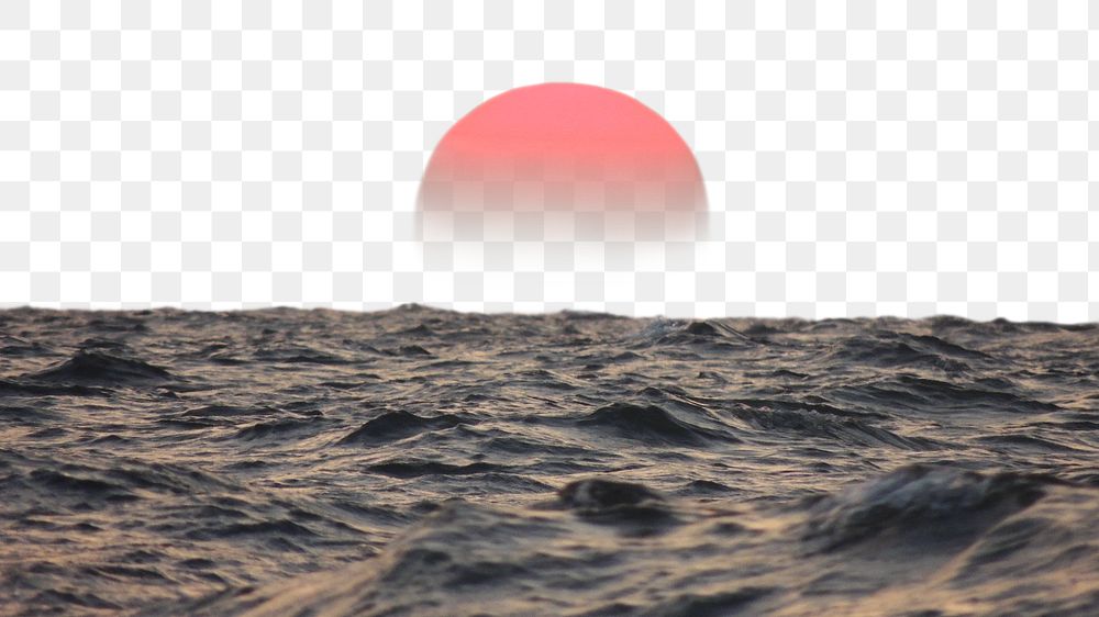 Ocean sunset png border, transparent background