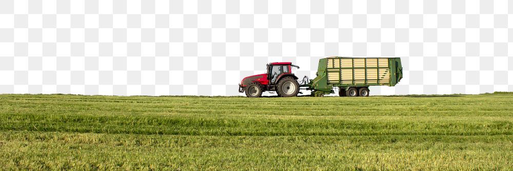 Tractor in field png border, transparent background
