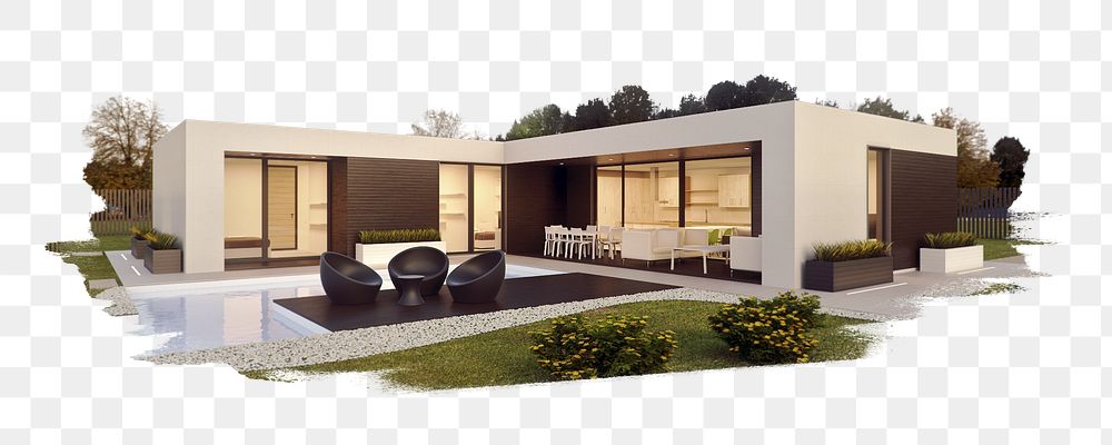 PNG modern home design, collage element, transparent background